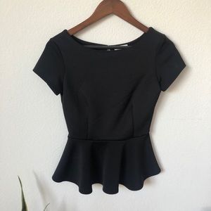 Bisou bisou black peplum scuba style dress blouse
